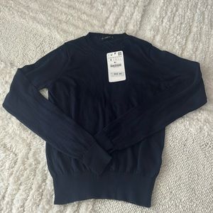 Zara knit long sleeve navy blue shirt